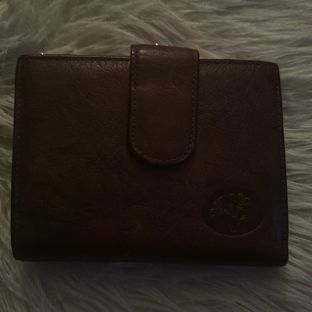 Vtg Buxton Leather Wallet Cowhide Exterior  Button Snap Kiss Lock Coin Pocket